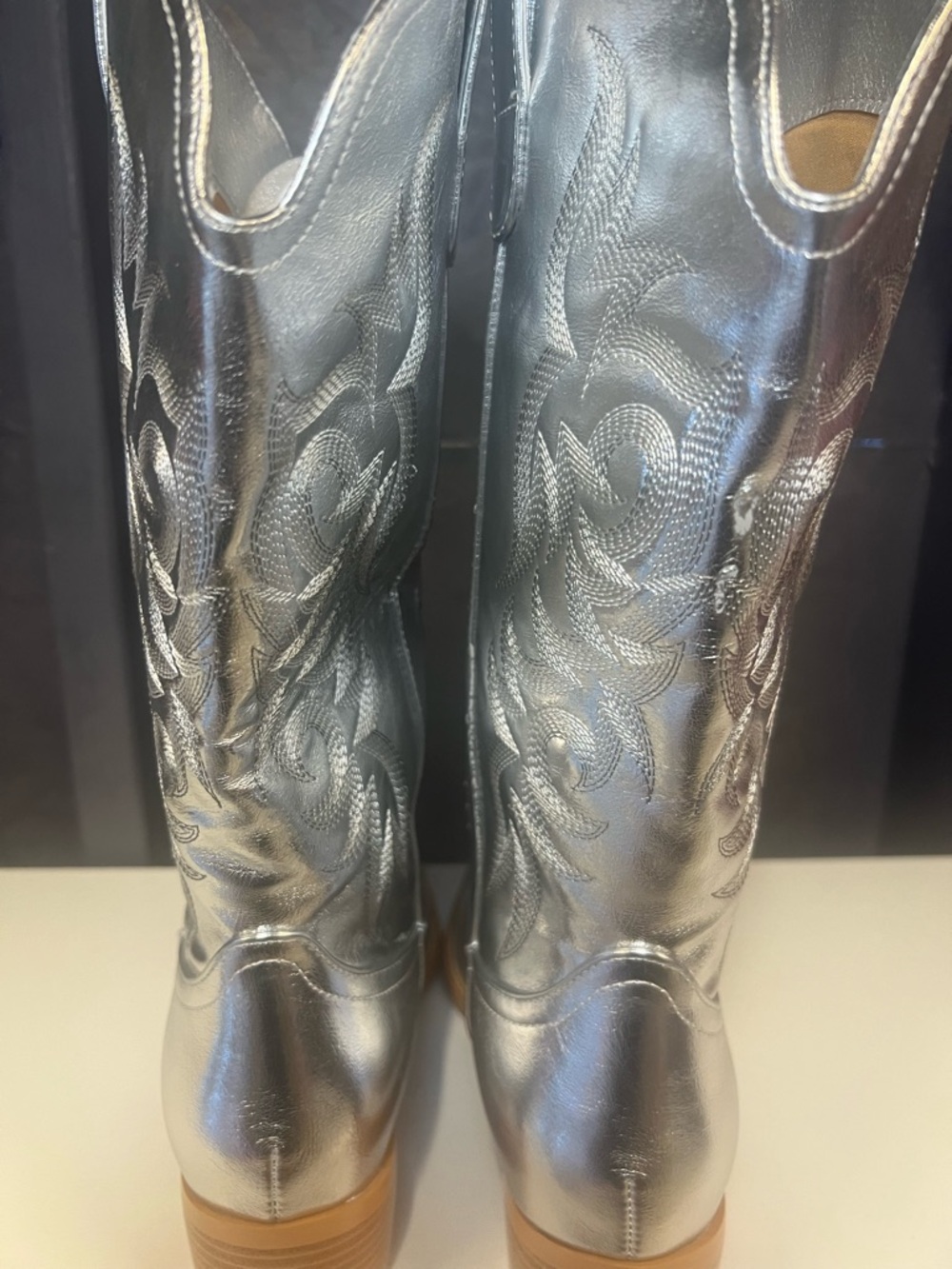 Silver Metallic Cowboy Boots Western Size 7 - Picture 7 of 13